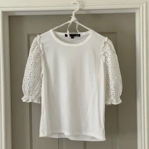 Veronica Beard Pima cotton top Eyelet puff sleeve